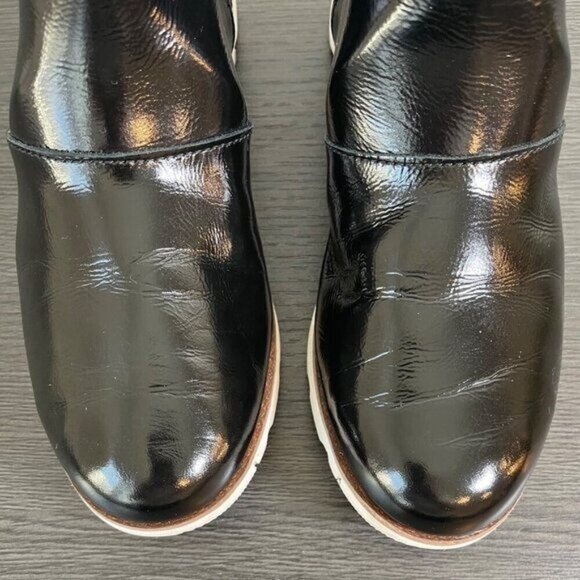 Sorel Harlow Women’s Ankle Boots 6 Black Patent Leather Side Zip Winter Shoes - Picture 3 of 9